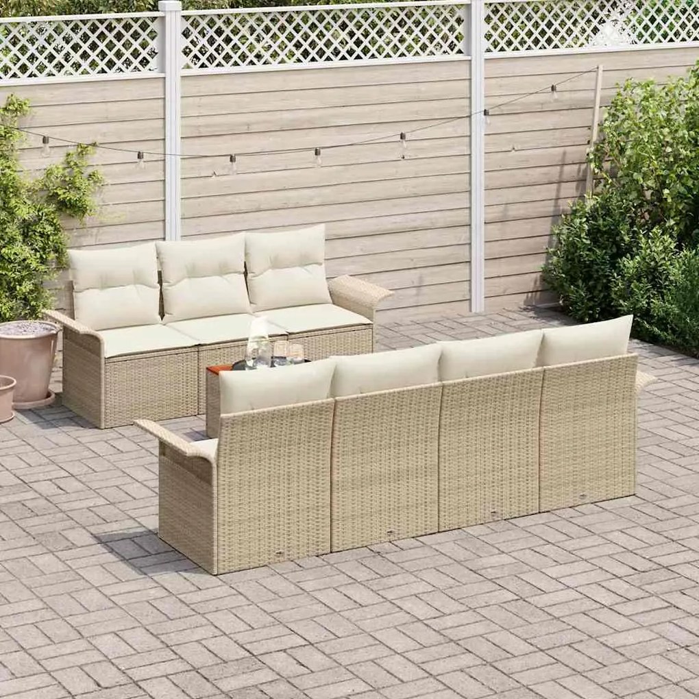 vidaXL Σετ Καναπέ Κήπου με μαξιλάρι 8 pcs Μπεζ, Κρέμα 55 x 55 x 37 εκ