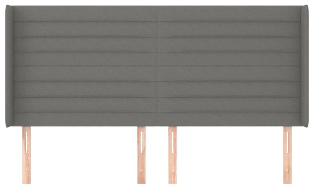 Κεφαλάρι με Πτερύγια Σκούρο Γκρι 163x16x118/128 εκ. Υφασμάτινο - Γκρι