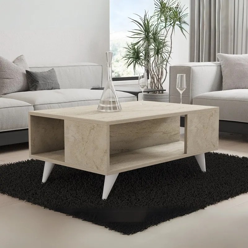 Megapap Τραπεζάκι Σαλονιού Yuka Travertine