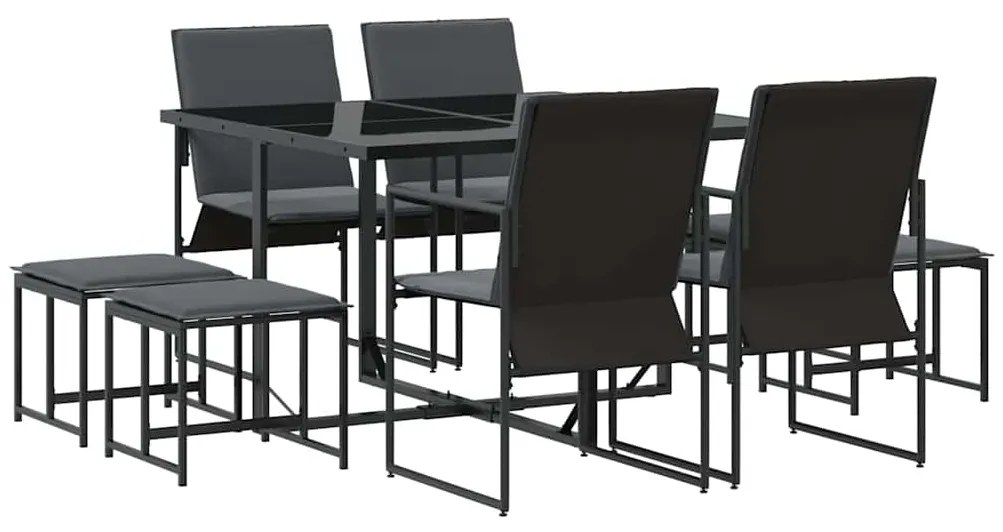 vidaXL Σέτ φαγητού για κήπο 9 pcs Μαύρο Ατσάλι
