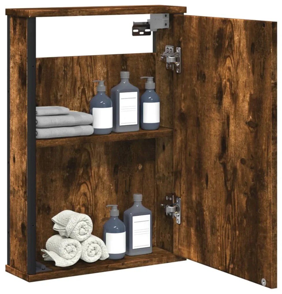 Καθρέφτης Μπάνιου Ντουλάπι Καπνιστή Δρυς 42x12x60 εκ Επεξ. Ξύλο