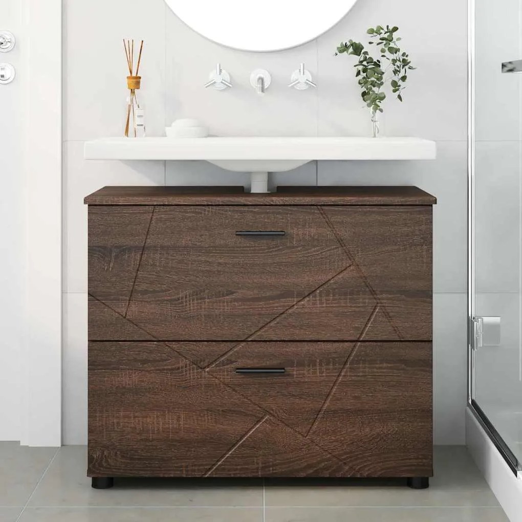 vidaXL Ντουλάπι Μπάνιου Καφέ δρυς 76,5 x 35 x 64 εκ Επεξεργασμένο ξύλο