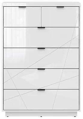 Σιφονιέρα Boston CE119, Γυαλιστερό λευκό, Άσπρο, Με συρτάρια, Αριθμός συρταριών: 6, 131x90x43cm, 63 kg | Epipla1.gr