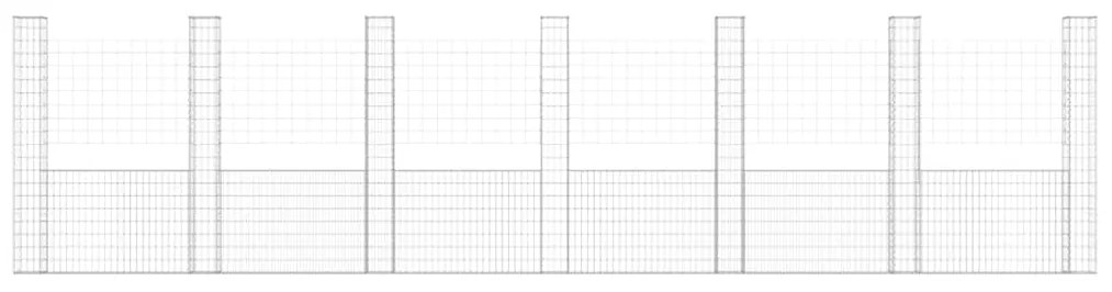 vidaXL Συρματοκιβώτιο σε U Σχήμα με 7 Στύλους 740x20x200 εκ Σιδερένιο