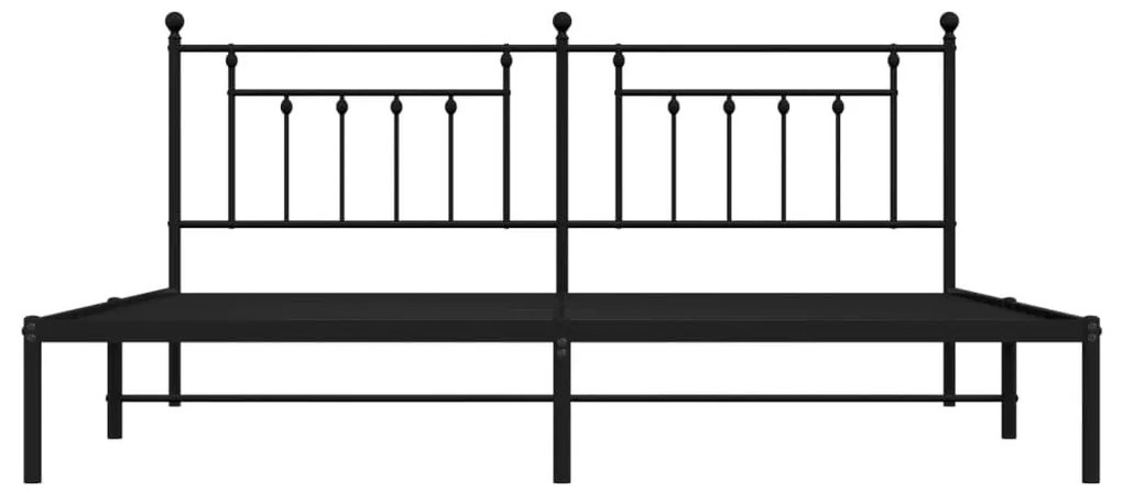 Πλαίσιο Κρεβατιού με Κεφαλάρι Μαύρο 200 x 200 εκ. Μεταλλικό - Μαύρο