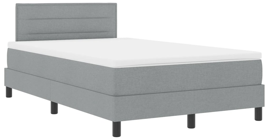 vidaXL Κρεβάτι Box Spring με Στρώμα & LED Φως Γκρι 120x200 εκ. Ύφασμα