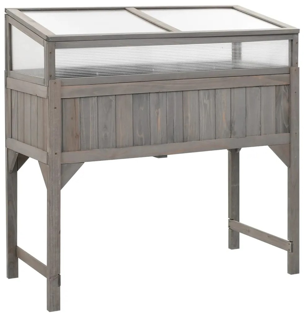 vidaXL Ζαρντινιέρα Υπερυψωμένη με Θερμοκήπιο 110x54x120 εκ Ξύλο Ελάτης