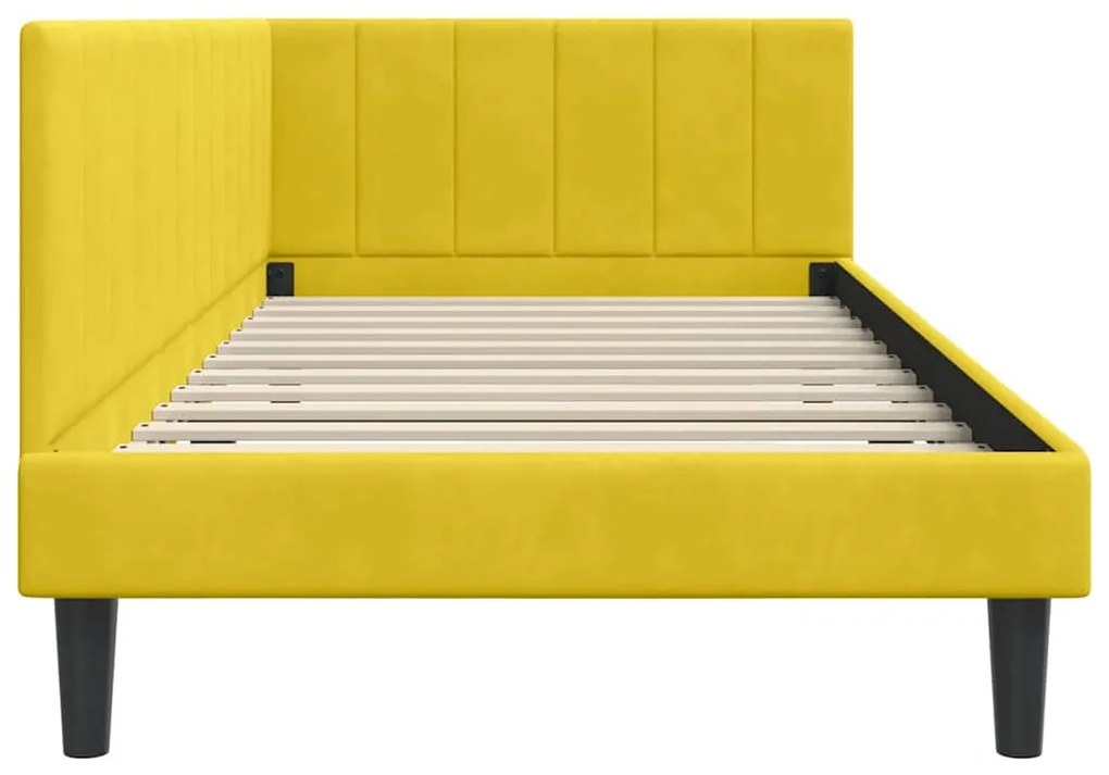 vidaXL Κρεβάτι Γωνίας με κεφαλάρι Κίτρινο 90 x 200 cm Βελούδο