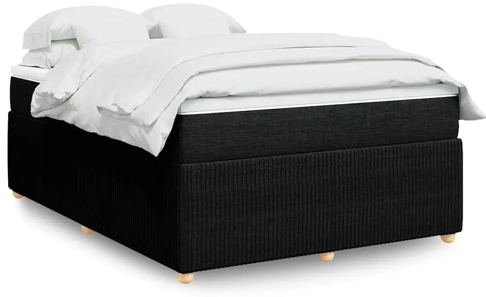vidaXL Κρεβάτι Boxspring με Στρώμα Μαύρο 160x200 εκ. Υφασμάτινο