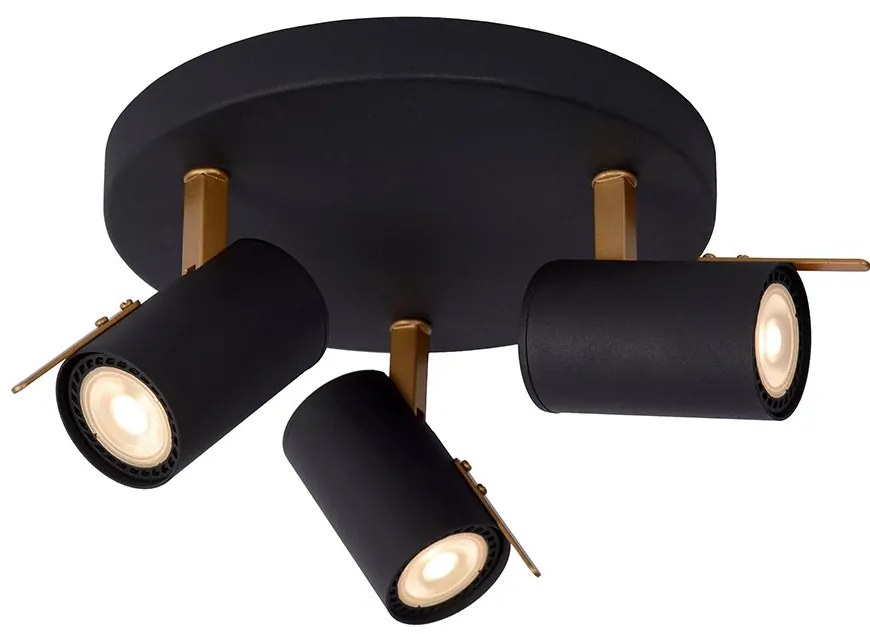 Φωτιστικό Οροφής Lucide 17998-15-30 GRONY Μαύρο Ματ (Black Mat)|Χρυσό Χρώμα (Gold Coloured) 2200 K