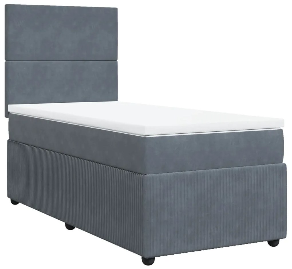 vidaXL Κρεβάτι Boxspring με Στρώμα Σκούρο Γκρι 80x200 εκ. Βελούδινο