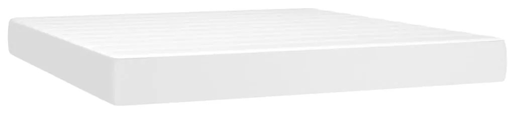 vidaXL Κρεβάτι Boxspring με Στρώμα Λευκό 160x200εκ.από Συνθετικό Δέρμα
