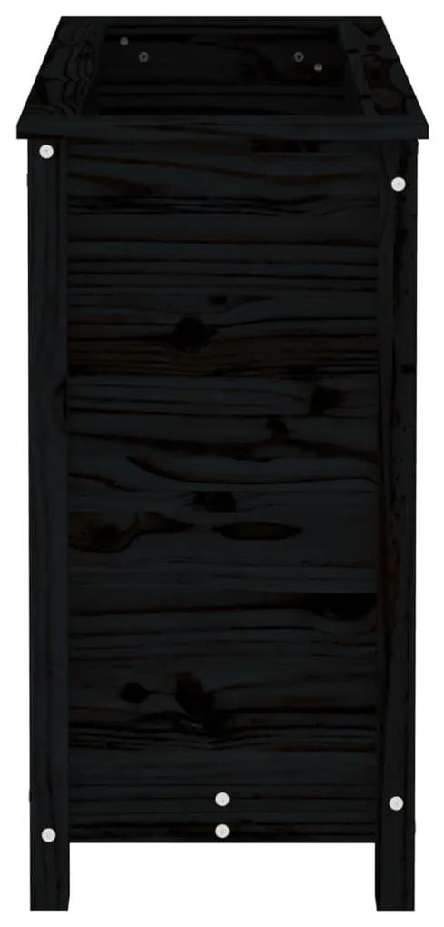 Ζαρντινιέρα Μαύρη 82,5 x 40 x 78 εκ. από Μασίφ Ξύλο Πεύκου - Μαύρο