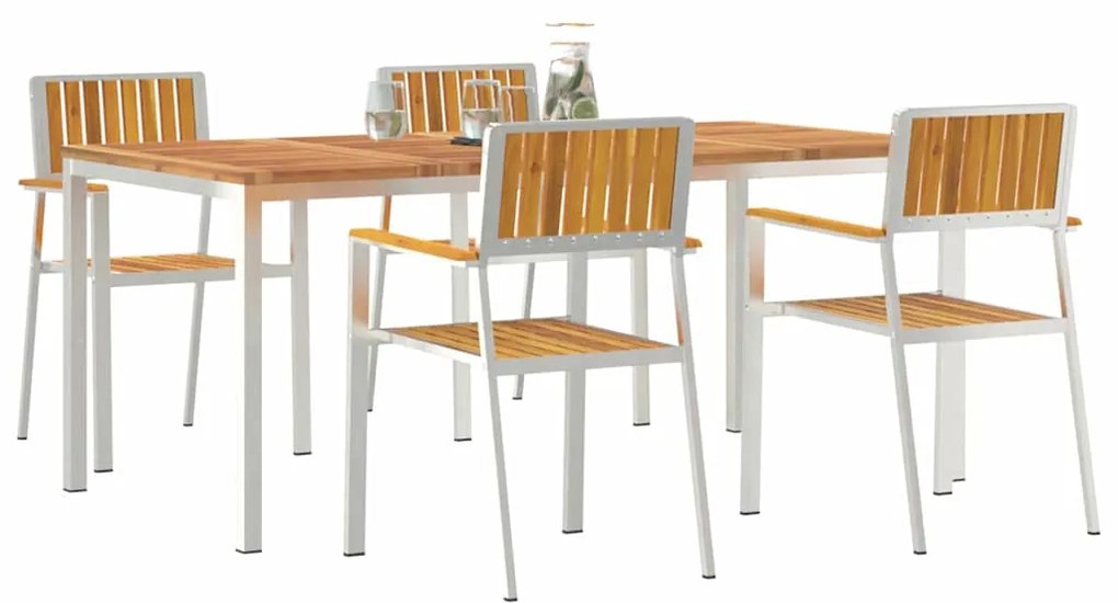 vidaXL Σέτ φαγητού για κήπο 5 pcs Καφέ Μασίφ ξύλο ακακίας