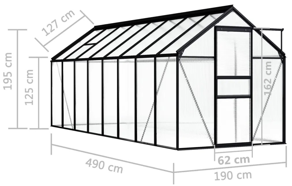 vidaXL Θερμοκήπιο Ανθρακί 9,31 μ³ Αλουμινίου