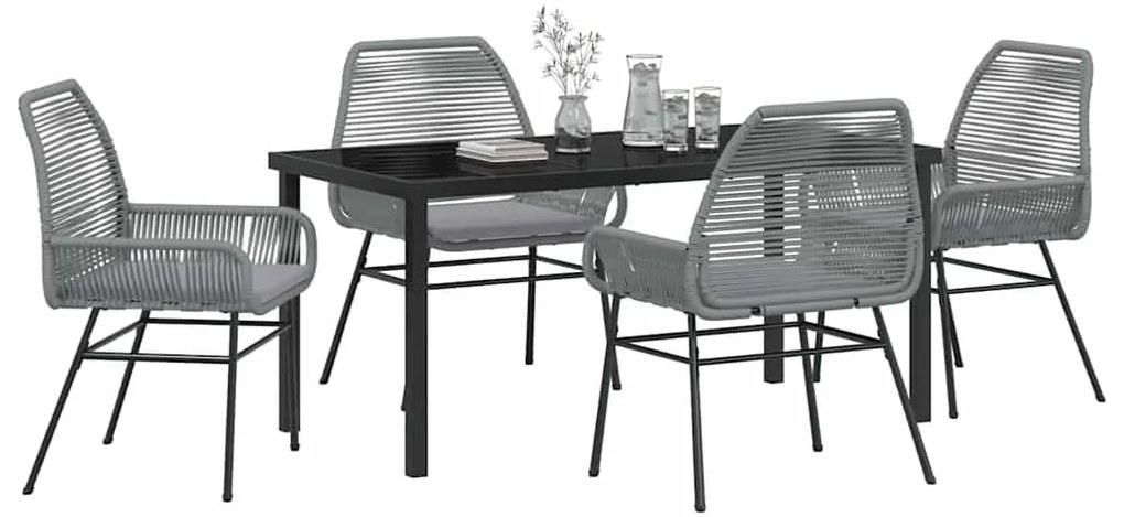vidaXL Σέτ φαγητού για κήπο 5 pcs Γκρι συνθετικό ρατάν