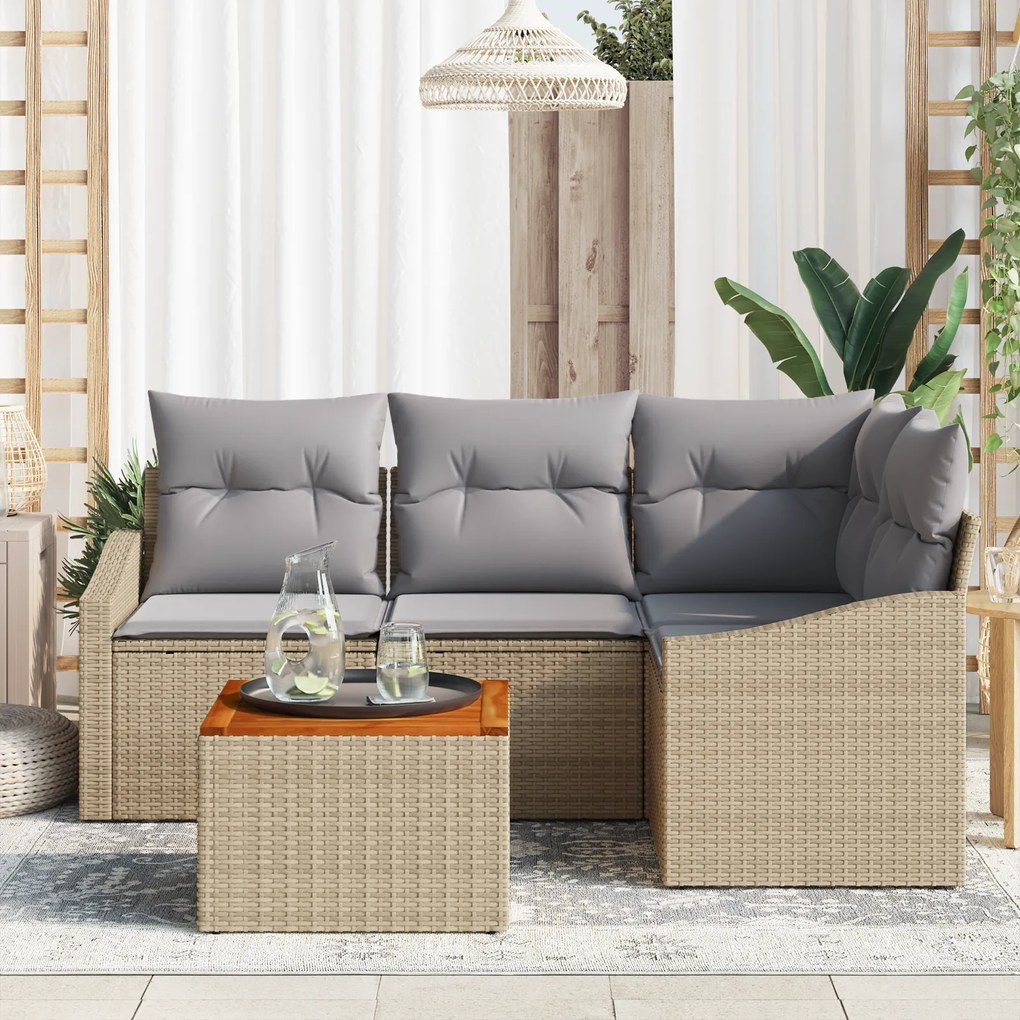 vidaXL Σετ Καναπέ Κήπου 5 pcs Μπεζ, ανοιχτό γκρι 55 x 55 x 37 εκ