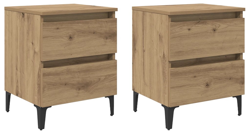 vidaXL Κομοδίνα 2 τεμ Φτιαγμένα από δρυ 40x35x50 εκ Φτιαγμένο από ξύλο