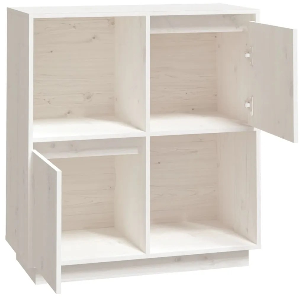 vidaXL Ντουλάπι Λευκό 74 x 35 x 80 εκ. από Μασίφ Ξύλο Πεύκου