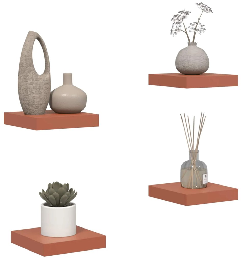 vidaXL Ράφι Τοίχου 4 pcs Κόκκινο 23 x 23,5 x 4 εκ Επεξεργασμένο ξύλο