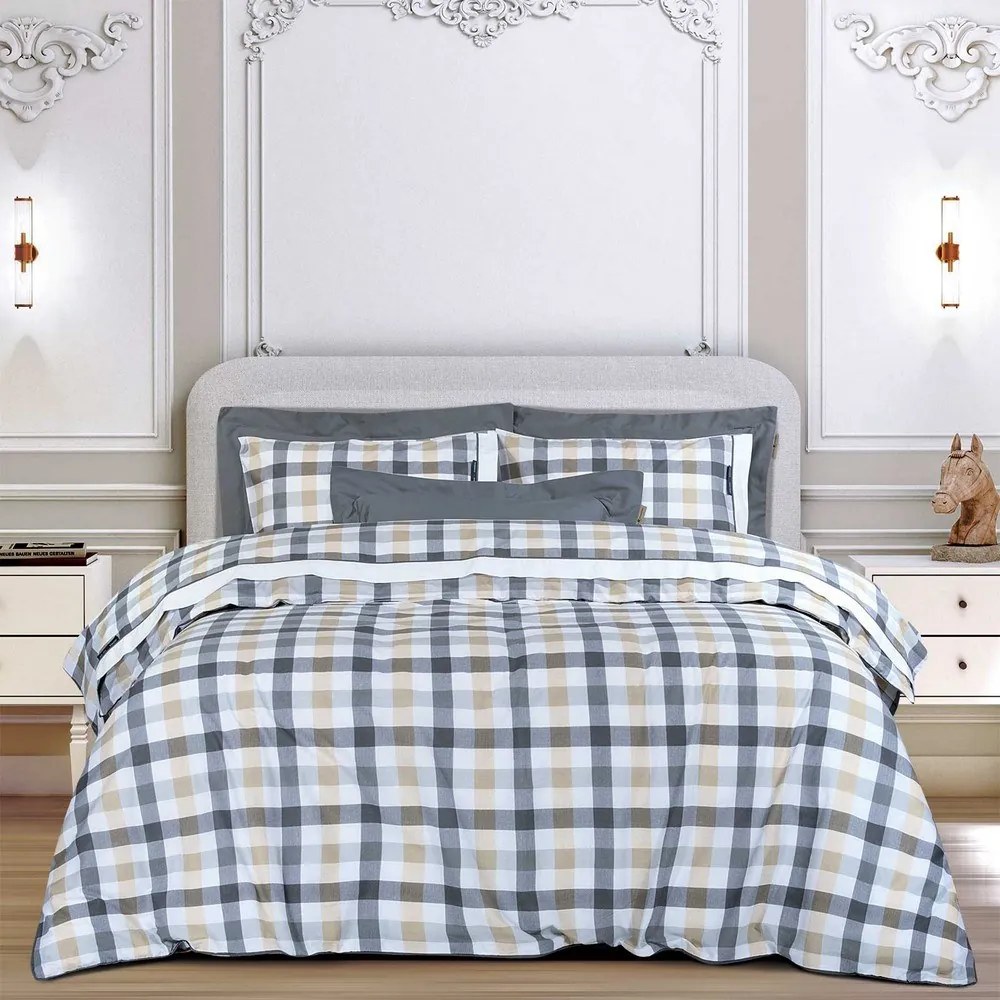 Σεντόνια 2265 (Σετ 4τμχ) Beige-Grey Greenwich Polo Club King Size 260x280cm 100% Βαμβάκι