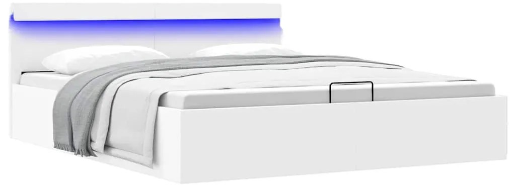 vidaXL Πλαίσιο Κρεβατιού Αποθ. Χώρο/LED Μαύρο 180x200 εκ. Δερματίνη