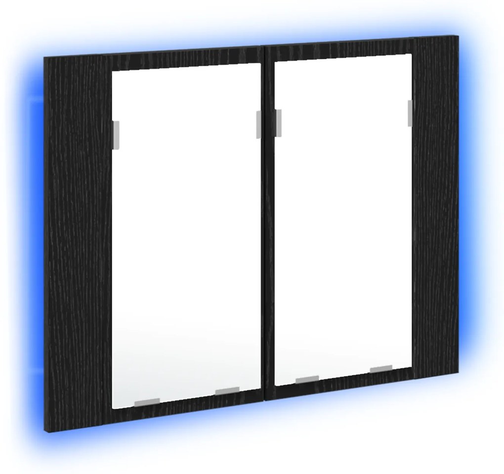 vidaXL LED Καθρέφτης Μπάνιου Ντουλάπας Μαύρο Δρυς 60x12x45 εκ. Από Ξύλο