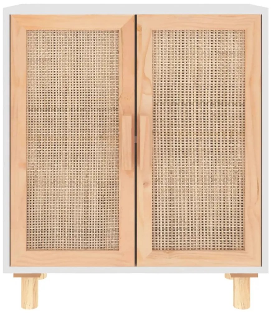 vidaXL Ντουλάπι Λευκό 60 x 30 x 70 εκ. από Μασίφ Πεύκο &amp; Φυσικό Ρατάν