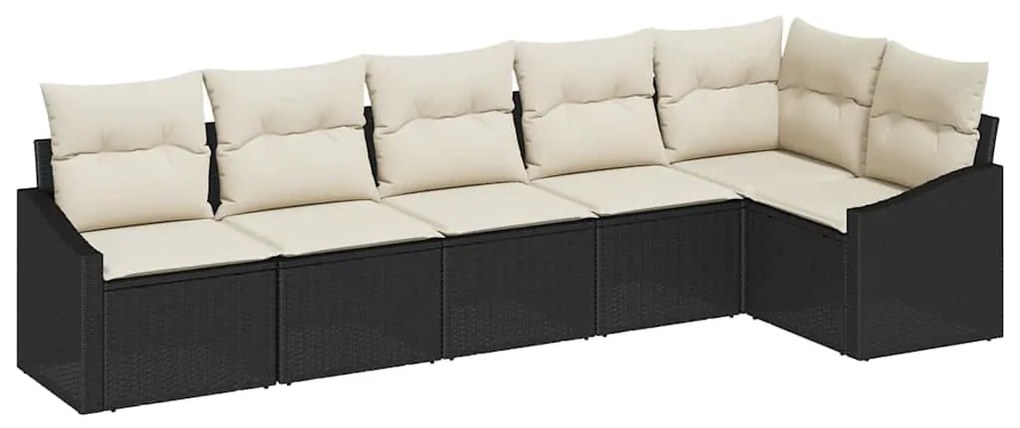 vidaXL Σετ Καναπέ Κήπου 6 pcs Μαύρο Πολυ ράταν