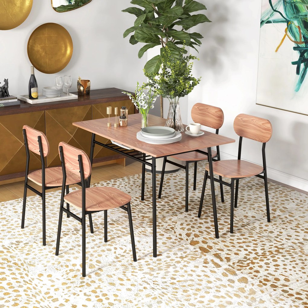 HOMCOM σετ τραπεζαρίας με τραπέζι και καρέκλες, βιομηχανικός σχεδιασμός, 110 x 70 x 75 cm, καφέ