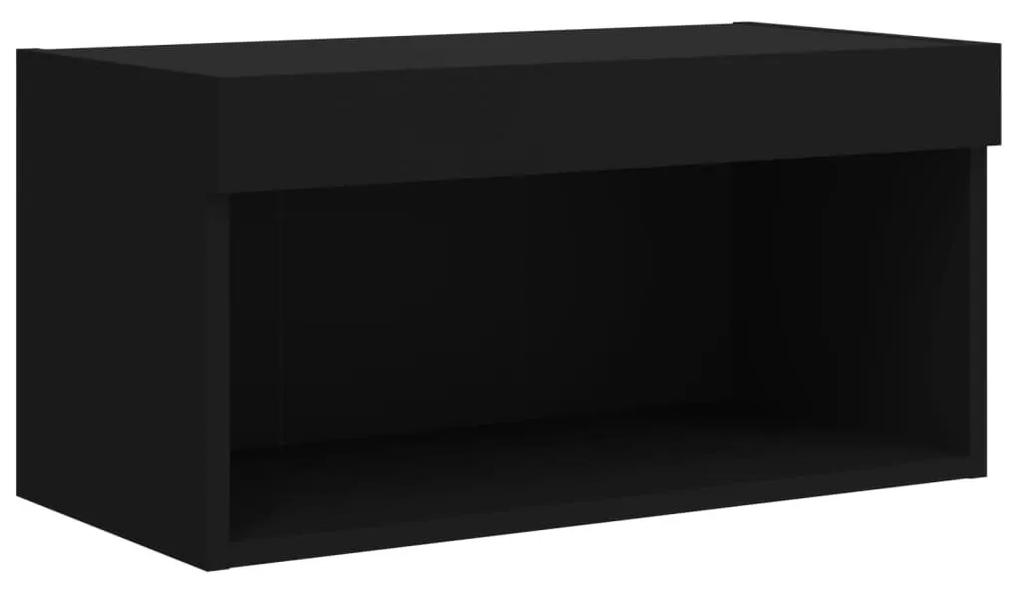 Έπιπλα Τοίχου Τηλεόρασης 6 τεμ LED Μαύρα από Επεξεργασμένο Ξύλο - Μαύρο
