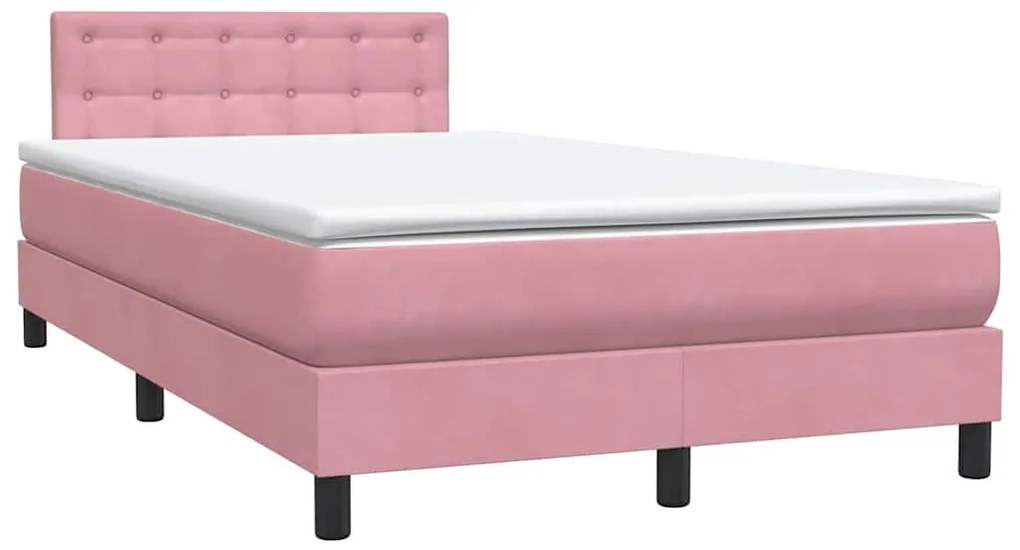 vidaXL Box Spring κρεβάτι με στρώμα ροζ 120x220 cm Βελούδινο