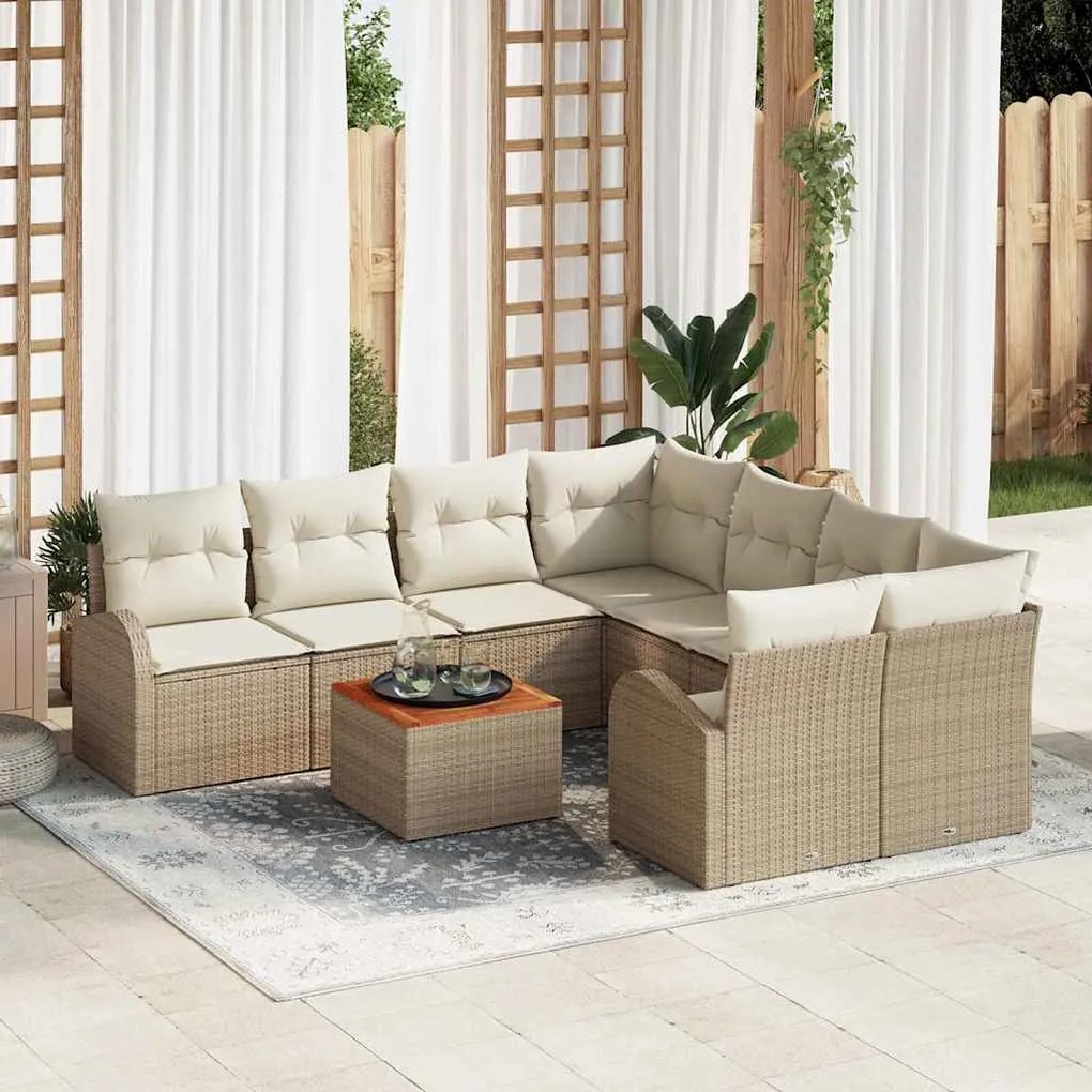vidaXL Σετ Καναπέ Κήπου 9 pcs Beige, λευκό
