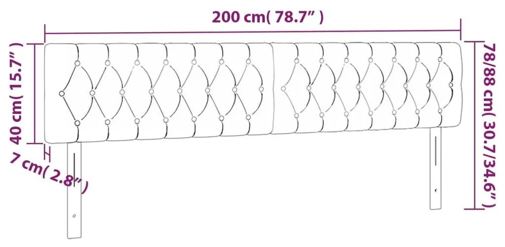 Κεφαλάρι Κρεβατιού LED Ροζ 200x7x78/88 εκ. Βελούδινο - Ροζ