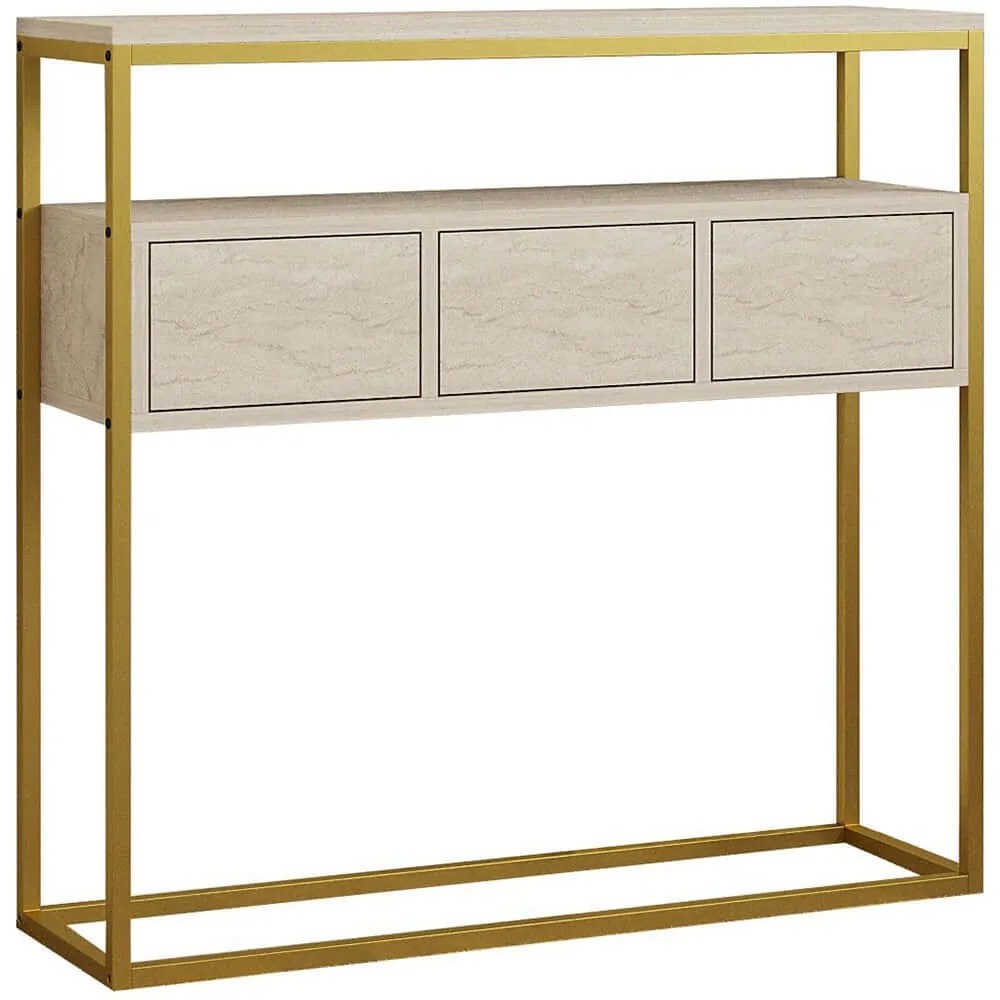 Κονσόλα Guarda 495SSE1908 90x34x70cm Travertine Beige Particle Board, Melamine