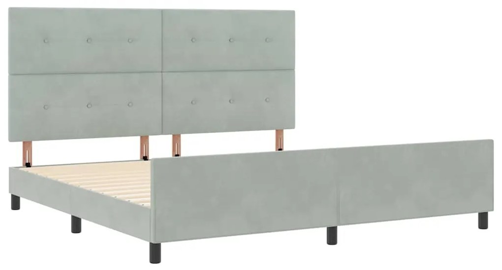 vidaXL Σκελετός Κρεβατιού Ανοιχτό γκρι 200 x 200 cm Βελούδο