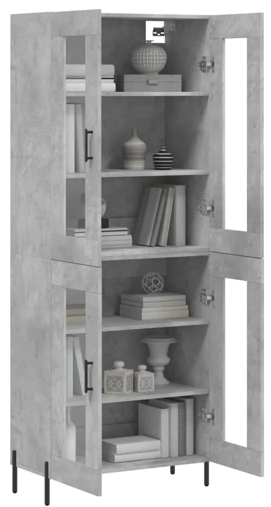 vidaXL Ντουλάπι Γκρι Σκυροδέματος 69,5x34x180 εκ. Επεξεργασμένο Ξύλο