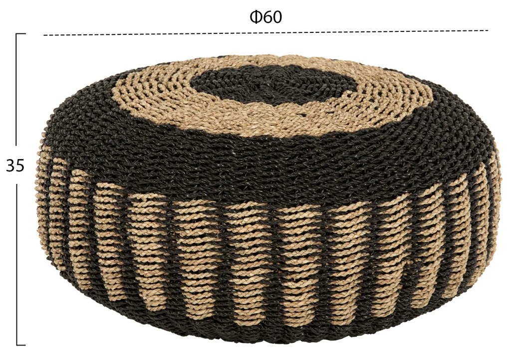 ΠΟΥΦ ΣΚΑΜΠΟ SARONI HM7851.02 SEAGRASS ΣΕ ΦΥΣΙΚΟ-ΜΑΥΡΟ ΧΡΩΜΑ Φ60x35Yεκ. - 0510893 - HM7851.02