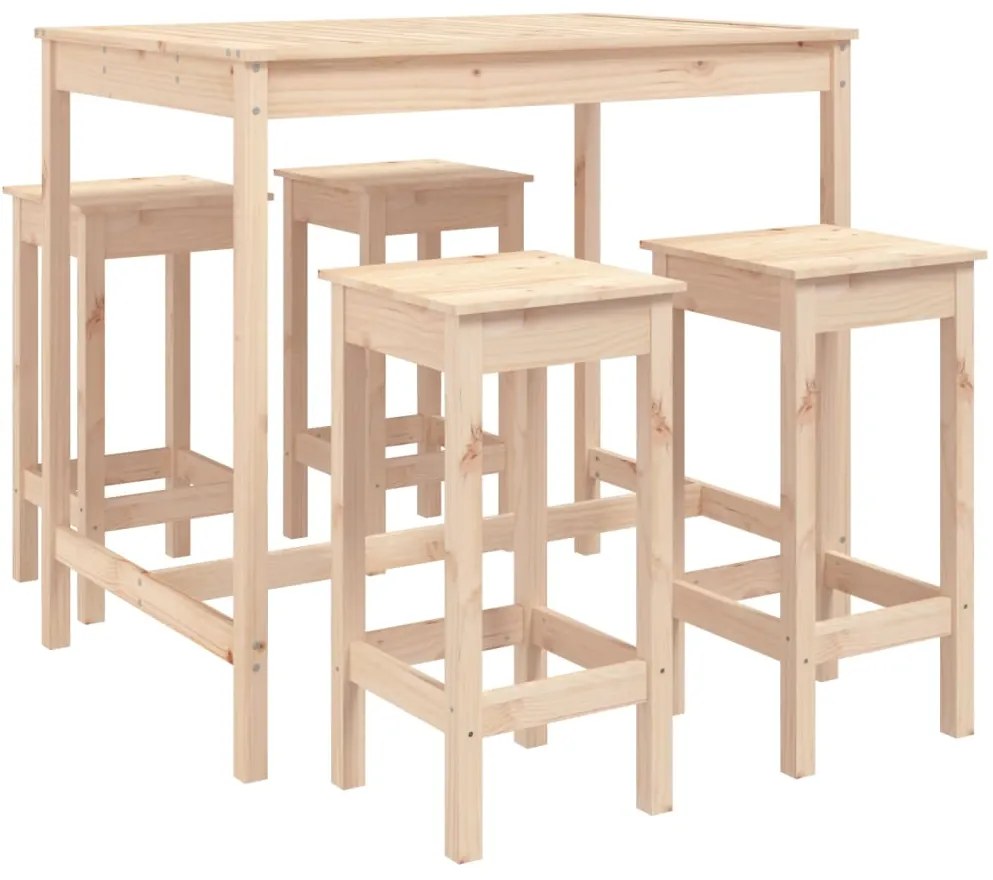 vidaXL Σετ Επίπλων Μπαρ Κήπου 5 Τεμαχίων από Μασίφ Ξύλο Πεύκου