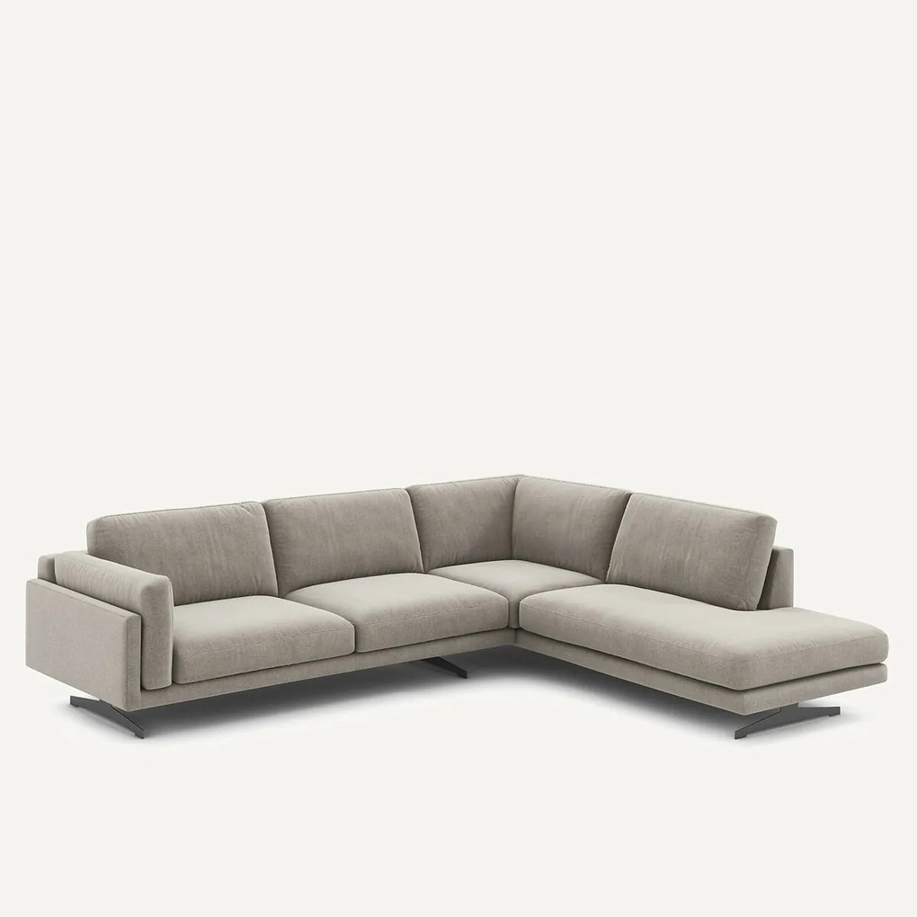 Γωνιακός καναπές με σεζλόνγκ από βελούδο chenille, César