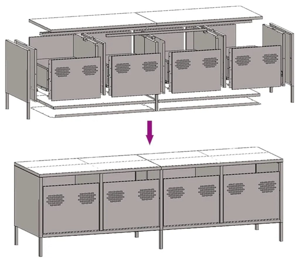 Έπιπλο Τηλεόρασης Λαδί 135x39x43,5 εκ. Ατσάλι Ψυχρής Έλασης - Πράσινο