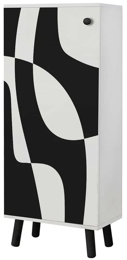Παπουτσοθήκη Vegas 869VEL8638 50x38x135cm White-Black Μοριοσανίδα,Ξύλο