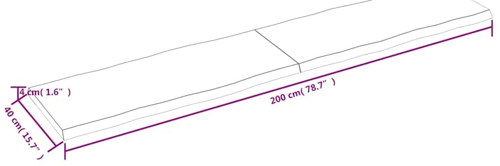Επιφ Τραπεζιού Αν Καφέ 200x40x(2-4)εκ.Ακατέργ. Μασίφ Ξύλο Δρυός - Καφέ