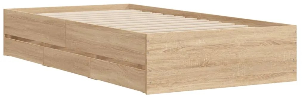 vidaXL Πλαίσιο Κρεβατιού με Συρτάρια Sonoma Δρυς 90x190εκ. Επεξ. Ξύλο