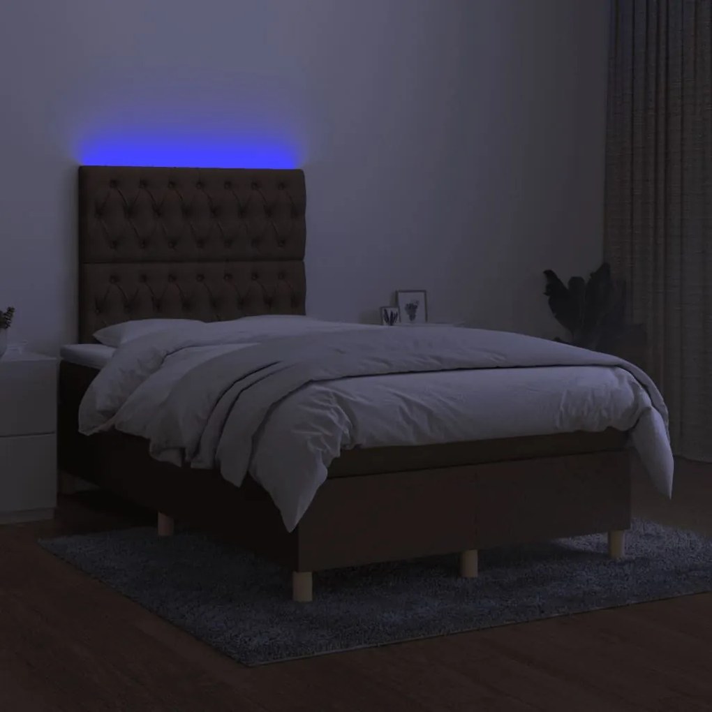 ΚΡΕΒΑΤΙ BOXSPRING ΜΕ ΣΤΡΩΜΑ &amp; LED ΣΚ.ΚΑΦΕ 120X190ΕΚ. ΥΦΑΣΜΑΤΙΝΟ 3270270