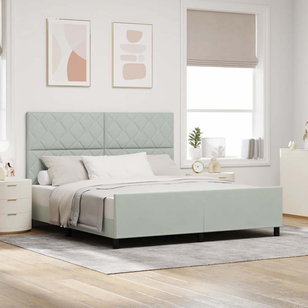 vidaXL Σκελετός Κρεβατιού Ανοιχτό γκρι 180 x 200 cm Βελούδο