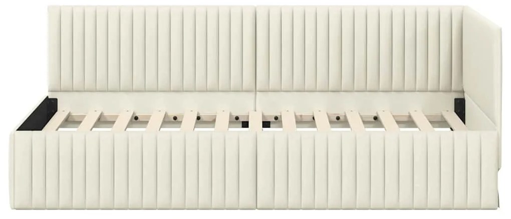 vidaXL Κρεβάτι Γωνίας με κεφαλάρι Κρεμ 90 x 190 cm Βελούδο