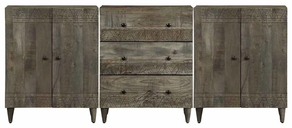 vidaXL 3 τεμαχίων Sideboards ανοιχτό γκρι μασίφ ξύλο Mango