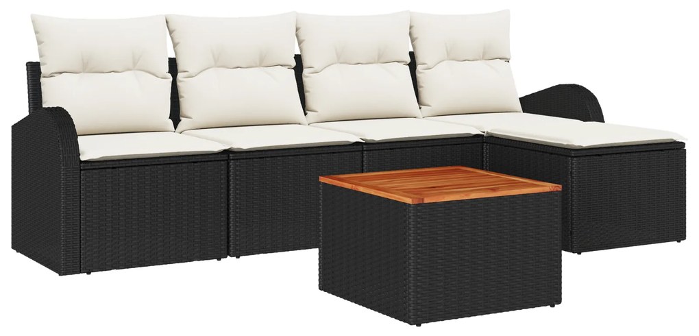 vidaXL Σετ Σαλονιού Κήπου 6 pcs Μαύρος, λευκός Μεγάλο