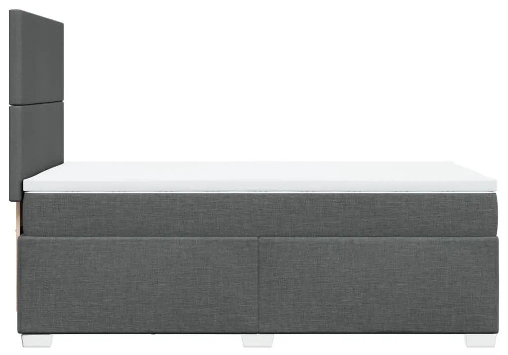 Κρεβάτι Boxspring με Στρώμα Σκούρο Γκρι 90x190 εκ. Υφασμάτινο - Γκρι